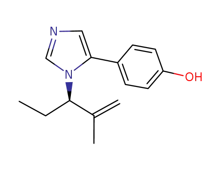 Molecular Structure of 1000210-47-8 ((R)-(+)-4-(1-(2-methylpent-1-en-3-yl)-1H-imidazol-5-yl)phenol)