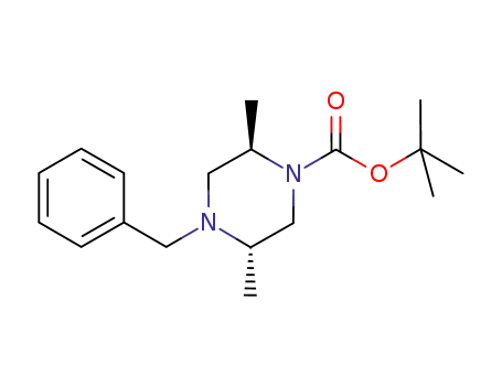 Molecular Structure of 431062-00-9 ((2R,5S)-tert-butyl 4-benzyl-2,5-diMethylpiperazine-1-carboxylate)