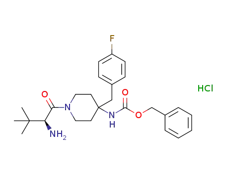 Molecular Structure of 1091681-74-1 ([1-((S)-2-amino-3,3-dimethyl-butyryl)-4-(4-fluoro-benzyl)-piperidin-4-yl]-carbamic acid benzyl ester hydrochloride)
