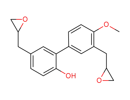 Molecular Structure of 1375102-87-6 (4'-methoxy-3',5-bis(oxiran-2-ylmethyl)-[1,1'-biphenyl]-2-ol)