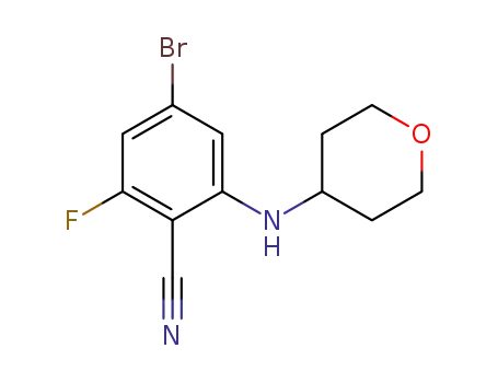 4-Bromo-2-fluoro-6-(tetrahydro-pyran-4-ylamino)-benzonitrile