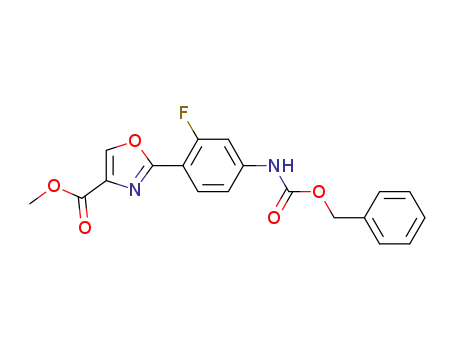 Molecular Structure of 1087354-00-4 (methyl 2-(4-benzyloxycarbonylamino-2-fluoro-phenyl)-4,5-oxazole-4-carboxylate)