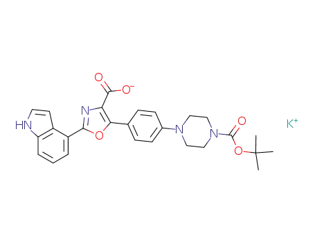 5-(4-(4-(tert-butoxycarbonyl)piperazin-1-yl)phenyl)-2-(1H-indol-4-yl)oxazole-4-carboxylic acid potassium salt