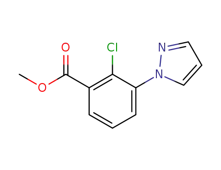 Molecular Structure of 1143025-57-3 (methyl 2-chloro-3-(1H-pyrazol-1-yl)benzoate)