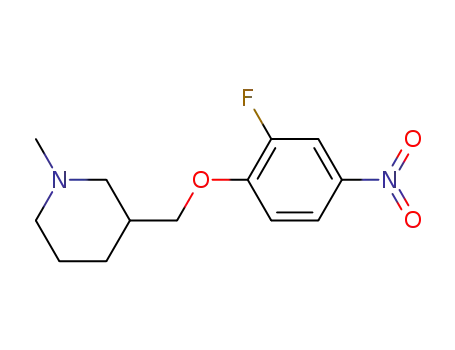 Molecular Structure of 837421-40-6 (3-(2-fluoro-4-nitrophenoxymethyl)-1-methylpiperidine)