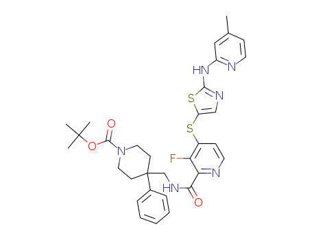 tert-butyl 4-((3-fluoro-4-(2-(4-methylpyridin-2-ylamino)thiazol-5-ylthio)picolinamido)methyl)-4-phenylpiperidine-1-carboxylate