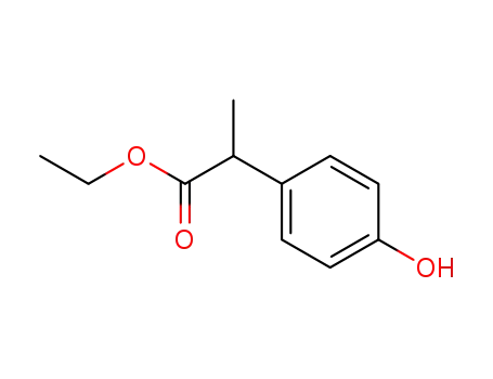 Molecular Structure of 56355-15-8 (Benzeneacetic acid, 4-hydroxy-α-methyl-, ethyl ester)