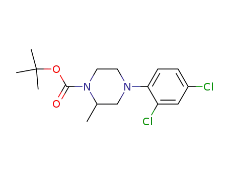 Molecular Structure of 945422-82-2 (4-(2,4-dichloro-phenyl)-2-methyl-piperazine-1-carboxylic acid tert-butyl ester)