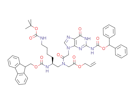 (S)-allyl 2-(N-(2-(((9H-fluoren-9-yl)methoxy)carbonylamino)-6-(tert-butoxycarbonylamino)hexyl)-2-(2-(benzhydryloxycarbonylamino)-guanin-9-yl)acetamido)acetate
