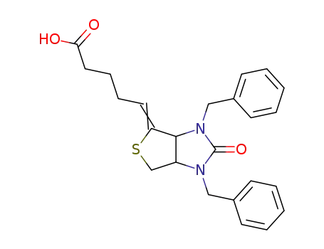 5-(1,3-dibenzyl-2-oxo-(3a<i>r</i>,6a<i>c</i>)-hexahydro-thieno[3,4-<i>d</i>]imidazol-4-ylidene)-pentanoic acid