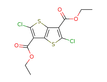 Molecular Structure of 1268375-33-2 (2,5-dichloro-thieno[3,2-b]thiophene-3,6-dicarboxylic acid diethyl ester)