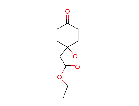 Molecular Structure of 81053-18-1 (1-Hydroxy-4-oxocyclohexaneacetic acid ethyl ester)