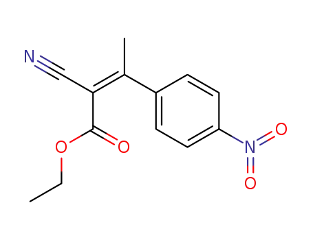 Molecular Structure of 18843-06-6 (2-Propenoic acid, 2-cyano-3-methyl-3-(4-nitrophenyl)-, ethyl ester, (Z)-)