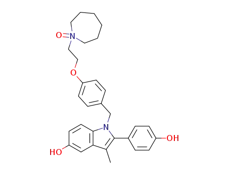 Molecular Structure of 1174289-22-5 (1-[[4-[2-(Hexahydro-1-oxido-1H-azepin-1-yl)ethoxy]phenyl]Methyl]-2-(4-hydroxyphenyl)-3-Methyl-1H-indol-5-ol)
