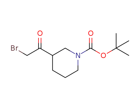 Molecular Structure of 1219813-78-1 (3-(2-Bromo-acetyl)-piperidine-1-carboxylic acid tert-butyl ester)