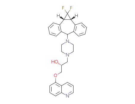 Molecular Structure of 167354-41-8 ((2R)-1-{4-[(1aR,6r,10bS)-1,1-Difluoro-1,1a,6,10b-tetrahydrodibenzo[a,e]cyclopropa[c]cyclohepten-6-yl]piperazin-1-yl}-3-(quinolin-5-yloxy)propan-2-ol)
