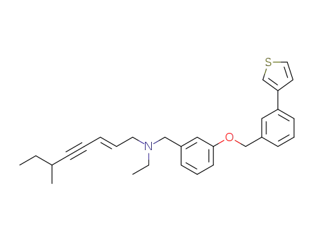 Molecular Structure of 134865-49-9 ((E)-N-(6-Methyl-2-octen-4-ynyl)-N-ethyl-3-[3-(3-thienyl)benzyloxy]benzylamine)