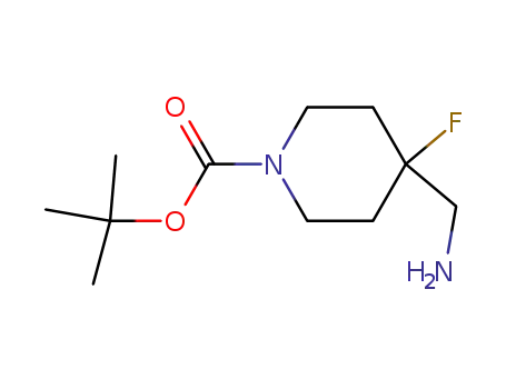 Molecular Structure of 620611-27-0 (4-Aminomethyl-4-fluoro-piperidine-1-carboxylic acid tert-butyl ester)