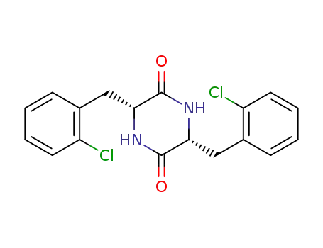 Molecular Structure of 93498-06-7 (2,5-Piperazinedione, 3,6-bis[(2-chlorophenyl)methyl]-, cis-)
