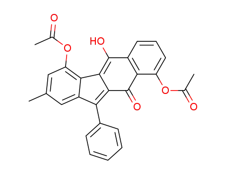 Molecular Structure of 870465-37-5 (10H-Benzo[b]fluoren-10-one,
4,9-bis(acetyloxy)-5-hydroxy-2-methyl-11-phenyl-)