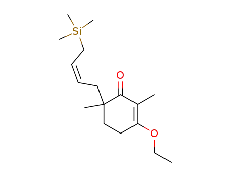 Molecular Structure of 137200-45-4 (2-Cyclohexen-1-one,
3-ethoxy-2,6-dimethyl-6-[4-(trimethylsilyl)-2-butenyl]-, (Z)-)