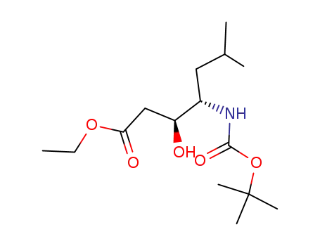 Molecular Structure of 67010-43-9 (Heptanoic acid,
4-[[(1,1-dimethylethoxy)carbonyl]amino]-3-hydroxy-6-methyl-, ethyl ester,
(3S,4S)-)