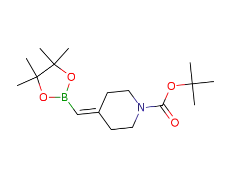 Molecular Structure of 1425970-61-1 (tert-Butyl 4-((4,4,5,5-tetramethyl-1,3,2-dioxaborolan-2-yl)methylene)piperidine-1-carboxylate)