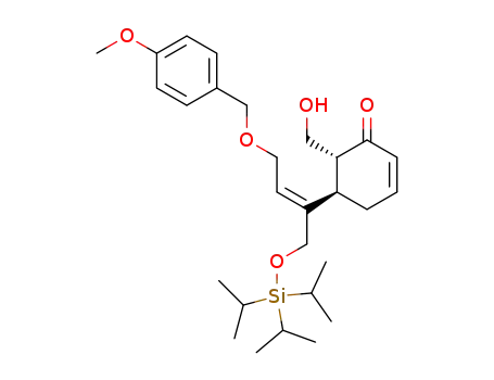 Molecular Structure of 482351-12-2 ((5R,6R)-6-hydroxymethyl-5-[(1E)-3-[(4-methoxyphenyl)methoxy]-1-[[[tris-(1-methylethyl)silyl]oxy]methyl]-1-propenyl]-2-cyclohexen-1-one)