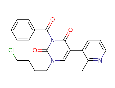Molecular Structure of 952402-46-9 (2,4(1H,3H)-Pyrimidinedione,  3-benzoyl-1-(4-chlorobutyl)-5-(2-methyl-3-pyridinyl)-)