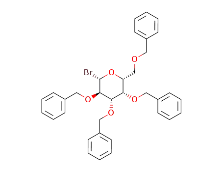 Molecular Structure of 103618-17-3 ((2R,3S,4S,5R,6S)-3,4,5-Tris-benzyloxy-2-benzyloxymethyl-6-bromo-tetrahydro-pyran)