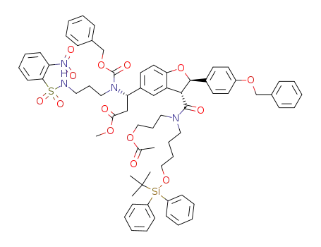 (3R,2'R,3'R)-3-[3'-{(3''-acetoxypropyl)-[4''-(tert-butyldiphenylsilanyloxy)butyl]carbamoyl}-2'-(4''-benzyloxyphenyl)-2',3'-dihydrobenzofuran-5'-yl]-3-{benzyloxycarbonyl-[3'-(2''-nitrobenzenesulfonylamino)propyl]amino}propionic acid methyl ester