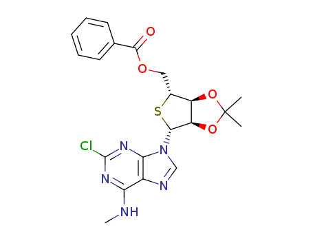 Adenosine,2-chloro-N-methyl-2′,3′-O-(1-methylethylidene)-4′-thio-,5′-benzoate
