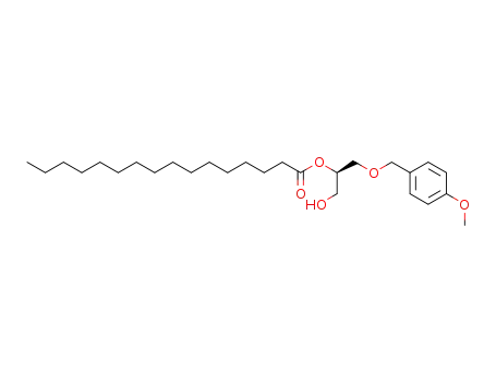 Molecular Structure of 139100-94-0 (Hexadecanoic acid,
2-hydroxy-1-[[(4-methoxyphenyl)methoxy]methyl]ethyl ester, (R)-)