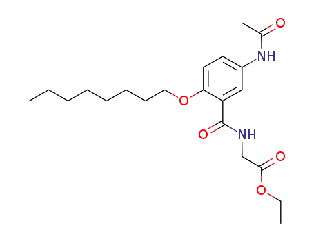 Molecular Structure of 267897-54-1 (N-((ethoxycarbonyl)methyl)-5-acetamido-2-(octyloxy)benzamide)