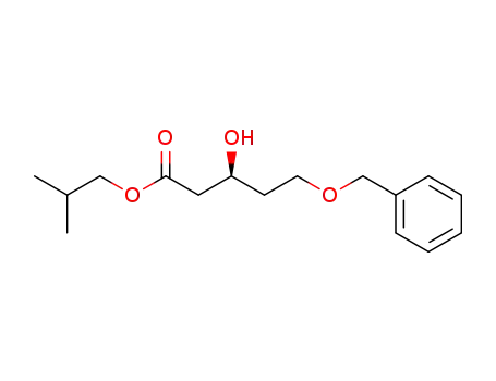 Molecular Structure of 106064-44-2 (Pentanoic acid, 3-hydroxy-5-(phenylmethoxy)-, 2-methylpropyl ester,
(S)-)