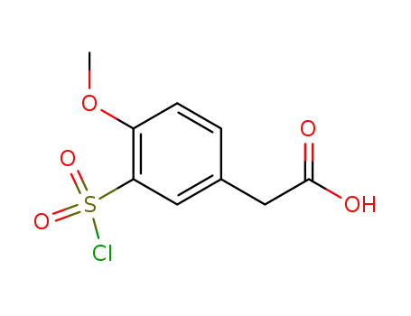 Molecular Structure of 104967-35-3 ([3-(chlorosulfonyl)-4-methoxyphenyl]acetic acid(SALTDATA: FREE))