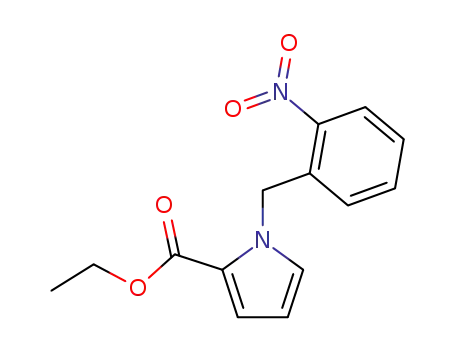 Molecular Structure of 143879-96-3 (1H-Pyrrole-2-carboxylic acid, 1-[(2-nitrophenyl)methyl]-, ethyl ester)