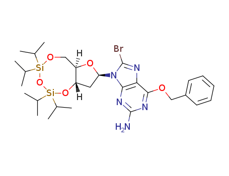O6-Benzyl-8-bromo-N9-[3',5'-O-(1,1,3,3-tetrakis(isopropyl)-1,3-disiloxanediyl)-β-D-2'-deoxyribofuranosyl]guanine