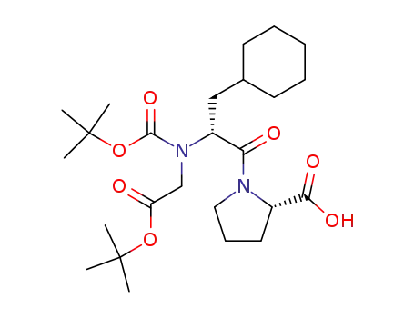 Molecular Structure of 172348-58-2 (L-Proline,
3-cyclohexyl-N-[(1,1-dimethylethoxy)carbonyl]-N-[2-(1,1-dimethylethoxy)
-2-oxoethyl]-D-alanyl-)
