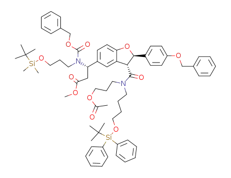 (3R,2'R,3'R)-3-[3'-{(3''-acetoxypropyl)-[4''-(tert-butyldiphenylsilanyloxy)butyl]carbamoyl}-2'-(4''-benzyloxyphenyl)-2',3'-dihydrobenzofuran-5'-yl]-3-{benzyloxycarbonyl-[3'-(tert-butyldimethylsilanyloxy)propyl]amino}propionic acid methyl ester