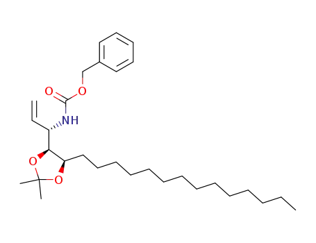 Molecular Structure of 799267-95-1 (Carbamic acid,
[(1S)-1-[(4S,5R)-2,2-dimethyl-5-tetradecyl-1,3-dioxolan-4-yl]-2-propenyl
]-, phenylmethyl ester)