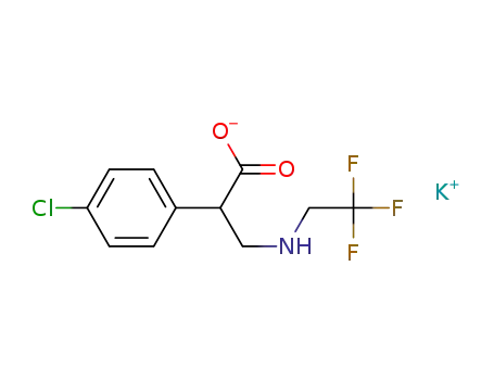 Molecular Structure of 1001180-67-1 (potassium 2-(4-chlorophenyl)-3-((2,2,2-trifluoroethyl)amino)propanoate)