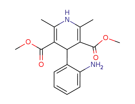 Molecular Structure of 21889-33-8 (3,5-bis(methoxycarbonyl)-2,6,-dimethyl-4-(2-aminophenyl)-1,4-dihydropyridine)