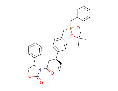 Benzyl-(4-{(R)-1-[2-oxo-2-((S)-2-oxo-4-phenyl-oxazolidin-3-yl)-ethyl]-allyl}-benzyl)-phosphinic acid tert-butyl ester