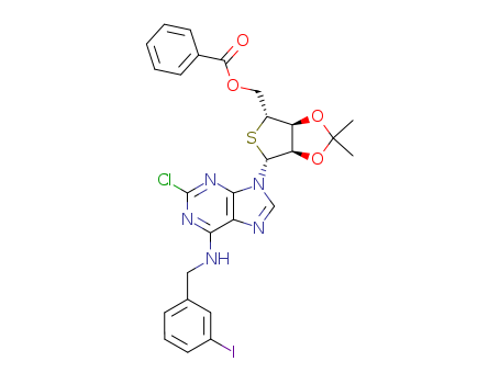 Adenosine,2-chloro-N-[(3-iodophenyl)methyl]-2′,3′-O-(1-methylethylidene)-4′-thio-,5′-benzoate4