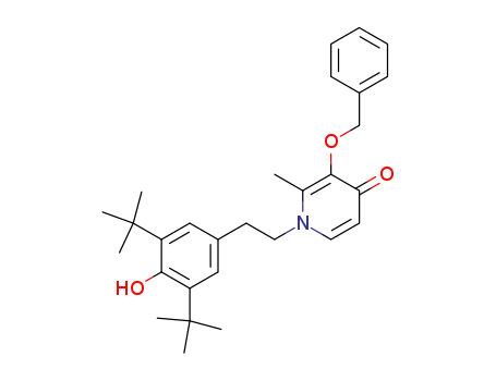 Molecular Structure of 224564-30-1 (4(1H)-Pyridinone,
1-[2-[3,5-bis(1,1-dimethylethyl)-4-hydroxyphenyl]ethyl]-2-methyl-3-(phen
ylmethoxy)-)