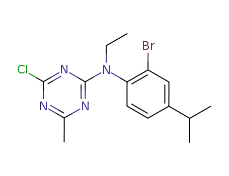 Molecular Structure of 169882-09-1 (N-(2-bromo-4-isopropylphenyl)-N-ethyl-2-chloro-6-methyl-1,3,5-triazin-4-amine)