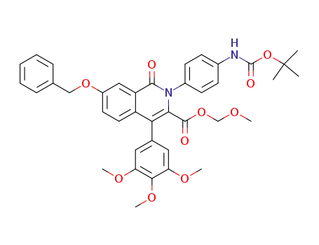 Molecular Structure of 347423-85-2 (methoxymethyl 7-benzyloxy-2-[(4-tert-butoxycarbonylamino)phenyl]-1,2-dihydro-1-oxo-4-(3,4,5-trimethoxyphenyl)-3-isoquinolinecarboxylate)