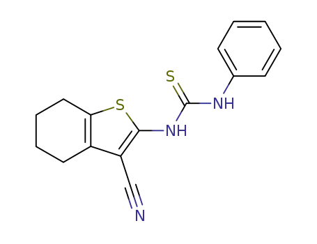 Molecular Structure of 127749-73-9 (N-(3-cyano-4,5,6,7-tetrahydro-1-benzothien-2-yl)-N'-phenylthiourea)
