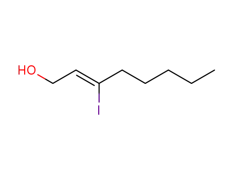 Molecular Structure of 63093-31-2 (2-Octen-1-ol, 3-iodo-, (Z)-)